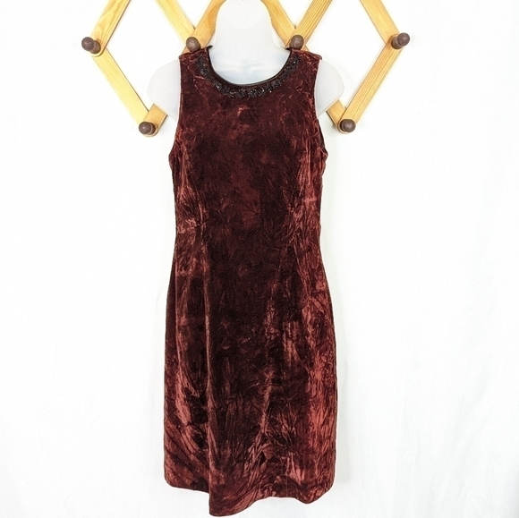 Vintage Dresses & Skirts - Liz Claiborne Velvet Scoop Neck Y2K Vintage Sheath Mini Dress